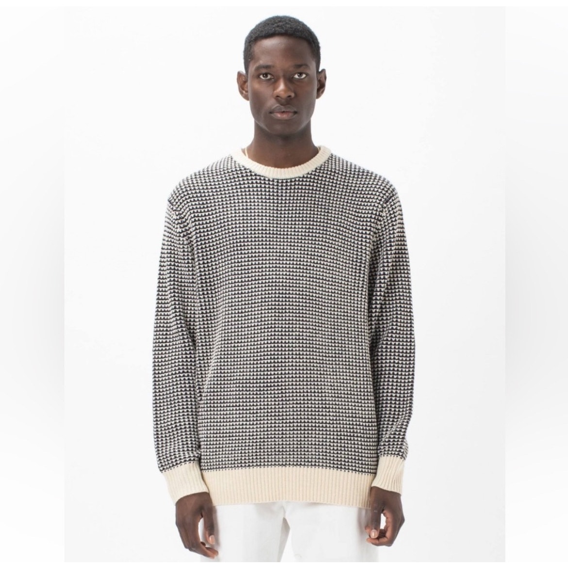 All Saints Spitalfields Black/Beige Men’s Knit Sweater ( L )